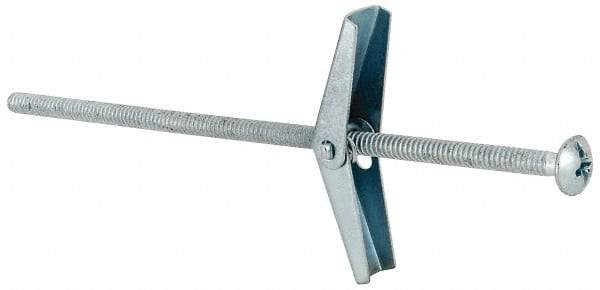 Powers Fasteners - 1/8" Screw, 1/8" Diam, 4" Long, Toggle Bolt Drywall & Hollow Wall Anchor - 3/8" Drill, Zinc Plated, Steel, Grade Zamac 7, Use in Drywall & Wallboard - Industrial Tool & Supply