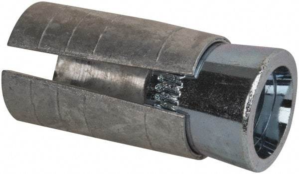 Powers Fasteners - 1/2" Diam, 3/4" Drill, 1-3/4" OAL, 1" Min Embedment Drop-In Concrete Anchor - Steel (Cone)/Zamac Alloy (Body), Zinc-Plated Finish - Industrial Tool & Supply