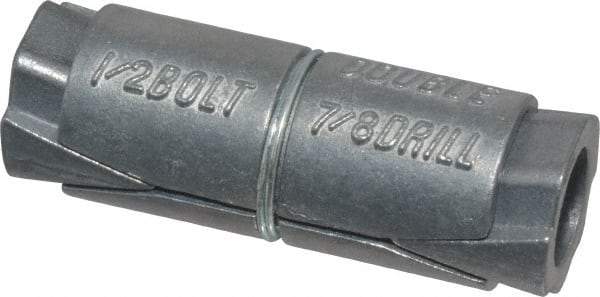 Powers Fasteners - 1/2" Diam, 7/8" Drill, 2-1/2" OAL, 2" Min Embedment Double Expansion Concrete Anchor - Zamac Alloy, Flat Head - Industrial Tool & Supply