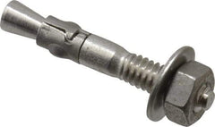 Powers Fasteners - 1/4" Diam, 1/4" Drill, 1-3/4" OAL, 7/8" Min Embedment Wedge Expansion Concrete Anchor - 304 Stainless Steel, Hex Nut Head, Hex Drive, 3/4" Thread Length - Industrial Tool & Supply