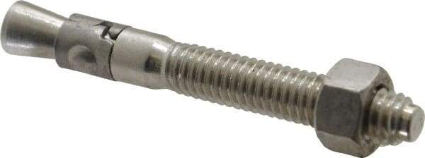 Powers Fasteners - 3/8" Diam, 3/8" Drill, 3" OAL, 1-1/4" Min Embedment Wedge Expansion Concrete Anchor - 304 Stainless Steel, Hex Nut Head, Hex Drive, 1-7/8" Thread Length - Industrial Tool & Supply