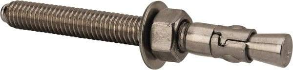 Powers Fasteners - 3/8" Diam, 3/8" Drill, 3-3/4" OAL, 1-5/8" Min Embedment Wedge Expansion Concrete Anchor - 304 Stainless Steel, Hex Nut Head, Hex Drive, 2-5/8" Thread Length - Industrial Tool & Supply