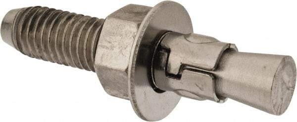 Powers Fasteners - 1/2" Diam, 1/2" Drill, 2-3/4" OAL, 2-1/4" Min Embedment Wedge Expansion Concrete Anchor - 304 Stainless Steel, Hex Nut Head, Hex Drive, 1-3/8" Thread Length - Industrial Tool & Supply
