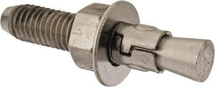 Powers Fasteners - 1/2" Diam, 1/2" Drill, 2-3/4" OAL, 2-1/4" Min Embedment Wedge Expansion Concrete Anchor - 304 Stainless Steel, Hex Nut Head, Hex Drive, 1-3/8" Thread Length - Industrial Tool & Supply