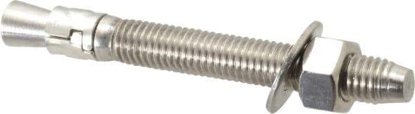 Powers Fasteners - 1/2" Diam, 1/2" Drill, 4-1/2" OAL, Wedge Expansion Concrete Anchor - 304 Stainless Steel, Hex Nut Head, Hex Drive, 3-1/8" Thread Length - Industrial Tool & Supply