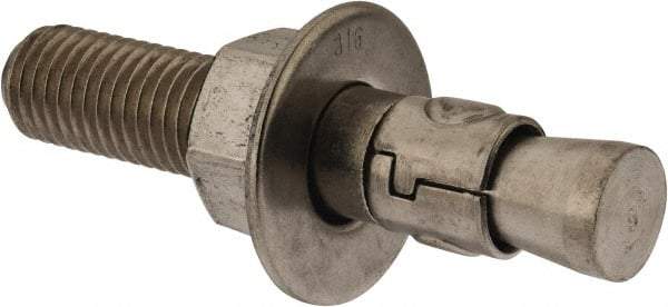 Powers Fasteners - 3/4" Diam, 3/4" Drill, 4-1/4" OAL, 1-1/4" Min Embedment Wedge Expansion Concrete Anchor - 316 Stainless Steel, Hex Nut Head, Hex Drive, 2-3/8" Thread Length - Industrial Tool & Supply