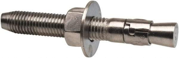 Powers Fasteners - 3/4" Diam, 3/4" Drill, 5-1/2" OAL, 1-1/4" Min Embedment Wedge Expansion Concrete Anchor - 316 Stainless Steel, Hex Nut Head, Hex Drive, 3-5/8" Thread Length - Industrial Tool & Supply