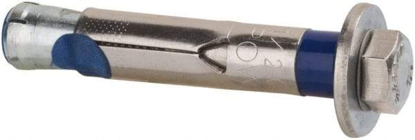 Powers Fasteners - 1/2" Diam, 1/2" Drill, 2-3/4" OAL, 2-1/2" Min Embedment Sleeve Concrete Anchor - 304 Stainless Steel, Hex Head, Hex Drive - Industrial Tool & Supply