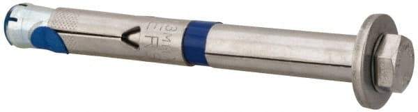 Powers Fasteners - 1/2" Diam, 1/2" Drill, 4-3/4" OAL, 2-1/2" Min Embedment Sleeve Concrete Anchor - 304 Stainless Steel, Hex Head, Hex Drive - Industrial Tool & Supply