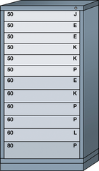 59.25 x 28.25 x 30'' (12 Drawers) - Pre-Engineered Modular Drawer Cabinet Eye-Level (244 Compartments) - Industrial Tool & Supply