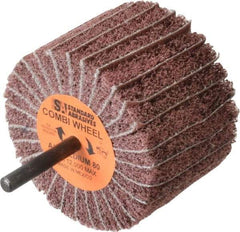 Standard Abrasives - 3" Diam x 2" Face Width, Medium Aluminum Oxide Coated Mounted Flap Wheel - 1/4" Shank Mount, 80 Grit, 12,000 Max RPM - Industrial Tool & Supply