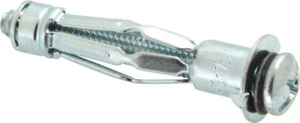 Powers Fasteners - 1/4" Screw, 7/16" Diam, 2-1/4" Long, 3/8 to 1/2" Thick, Sleeve Drywall & Hollow Wall Anchor - 7/16" Drill, Zinc Plated, Steel, Grade 5, Use in Concrete, & Masonry, Drywall, Plywood & Wallboard - Industrial Tool & Supply