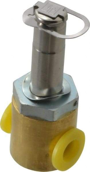 Parker - 1/4" Port, Two Way, Direct Acting, Brass Solenoid Valve - Normally Closed, 300 Max PSI, NBR Seal - Industrial Tool & Supply
