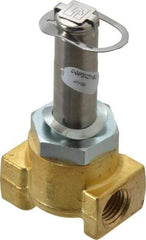 Parker - 1/4" Port, Two Way, Direct Acting, Brass Solenoid Valve - Normally Closed, 100 Max PSI, NBR Seal - Industrial Tool & Supply