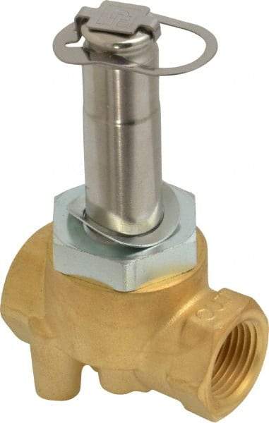 Parker - 3/8" Port, Two Way, Direct Acting, Brass Solenoid Valve - Normally Closed, 150 Max PSI, NBR Seal - Industrial Tool & Supply