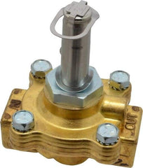 Parker - 1/2" Port, Two Way, Direct Acting, Brass Solenoid Valve - Normally Closed, 15 Max PSI, NBR Seal - Industrial Tool & Supply
