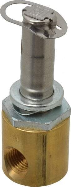 Parker - 1/4" Port, Two Way, Direct Acting, Brass Solenoid Valve - Normally Open, 300 Max PSI, NBR Seal - Industrial Tool & Supply
