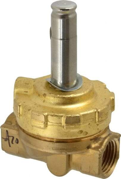Parker - 1/2" Port, Two Way, Piloted Diaphragm, Brass Solenoid Valve - Normally Closed, 300 Max PSI, NBR Seal - Industrial Tool & Supply