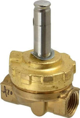 Parker - 1/2" Port, Two Way, Piloted Diaphragm, Brass Solenoid Valve - Normally Closed, 300 Max PSI, NBR Seal - Industrial Tool & Supply