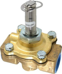 Parker - 3/4" Port, Two Way, Piloted Diaphragm, Brass Solenoid Valve - Normally Closed, 150 Max PSI, NBR Seal - Industrial Tool & Supply