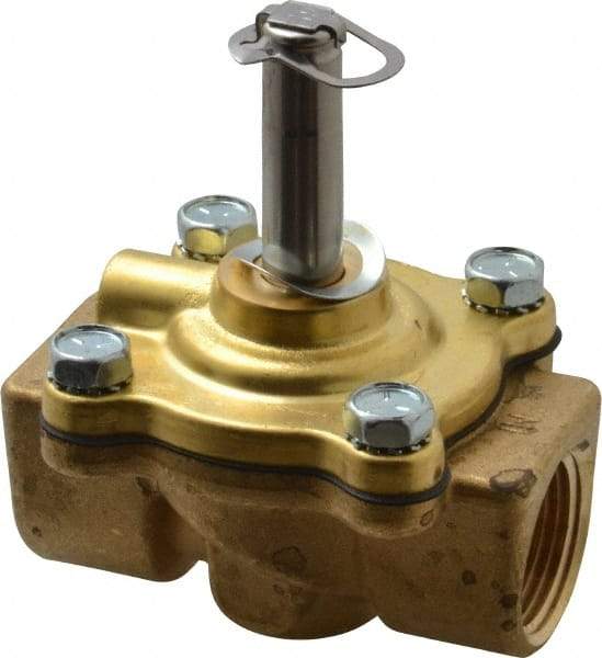 Parker - 3/4" Port, Two Way, Piloted Diaphragm, Brass Solenoid Valve - Normally Closed, 125 Max PSI, NBR Seal - Industrial Tool & Supply