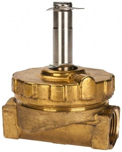 Parker - 3/4" Port, Two Way, Piloted Diaphragm, Brass Solenoid Valve - Normally Closed, 300 Max PSI, NBR Seal - Industrial Tool & Supply