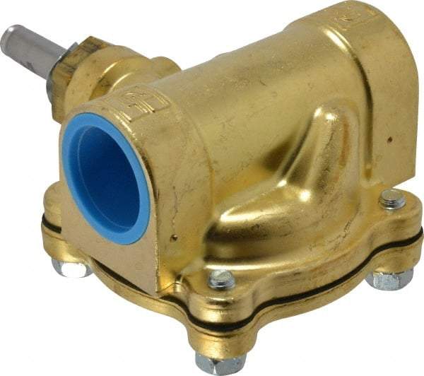 Parker - 1" Port, Two Way, Piloted Diaphragm, Brass Solenoid Valve - Normally Closed, 125 Max PSI, NBR Seal - Industrial Tool & Supply