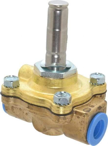 Parker - 3/8" Port, Two Way, Piloted Diaphragm, Brass Solenoid Valve - Normally Open, 150 Max PSI, NBR Seal - Industrial Tool & Supply