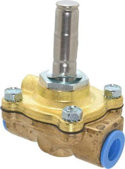 Parker - 3/8" Port, Two Way, Piloted Diaphragm, Brass Solenoid Valve - Normally Open, 150 Max PSI, NBR Seal - Industrial Tool & Supply