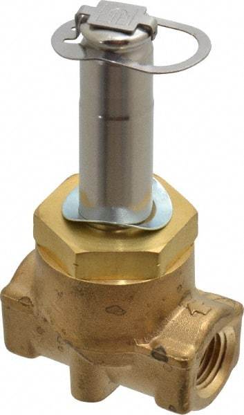 Parker - 1/4" Port, Two Way, Piloted Diaphragm, Brass Solenoid Valve - Normally Closed, 275 Max PSI, NBR Seal - Industrial Tool & Supply