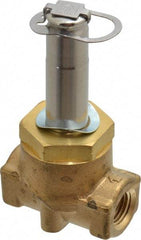 Parker - 1/4" Port, Two Way, Piloted Diaphragm, Brass Solenoid Valve - Normally Closed, 275 Max PSI, NBR Seal - Industrial Tool & Supply