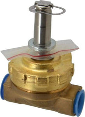 Parker - 1/2" Port, Two Way, Piloted Diaphragm, Brass Solenoid Valve - Normally Closed, 125 Max PSI, PTFE Seal - Industrial Tool & Supply