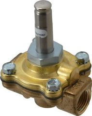 Parker - 1/2" Port, Two Way, Piloted Diaphragm, Brass Solenoid Valve - Normally Closed, 50 Max PSI, EPDM Seal - Industrial Tool & Supply