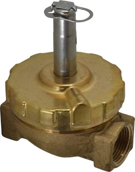 Parker - 3/4" Port, Two Way, Piloted Diaphragm, Brass Solenoid Valve - Normally Closed, 50 Max PSI, EPDM Seal - Industrial Tool & Supply