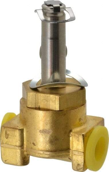 Parker - 1/8" Port, Three Way, Direct Acting, Brass Solenoid Valve - Normally Closed, 200 Max PSI, NBR Seal - Industrial Tool & Supply