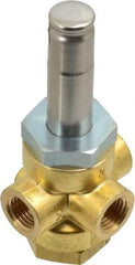 Parker - 1/4" Port, Three Way, Direct Acting, Brass Solenoid Valve - Normally Closed, 85 Max PSI, NBR Seal - Industrial Tool & Supply