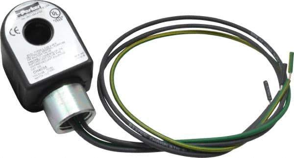 Parker - 120 Volt, 18 Coil Lead Length, Class H, Solenoid Coil - 11.0 Watt, NEMA 4X Enclosure, Use with Parker Skinner Gold Ring Series Valves - Industrial Tool & Supply