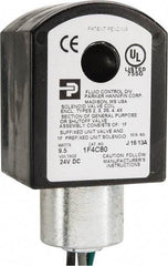 Parker - 24 Volt, 18 Coil Lead Length, Class F, Solenoid Coil - 9.5 Watt, NEMA 4X Enclosure, Use with Parker Skinner Gold Ring Series Valves - Industrial Tool & Supply