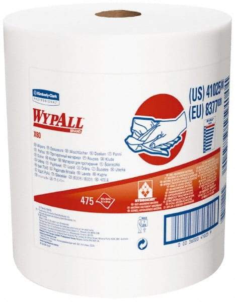 WypAll - X80 Dry Shop Towel/Industrial Wipes - Jumbo Roll, 13-3/8" x 12-1/2" Sheet Size, White - Industrial Tool & Supply
