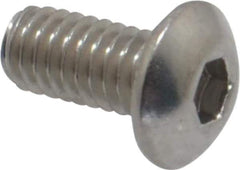 Value Collection - M4x0.70 Metric Coarse Hex Socket Drive, Button Screw - Grade 18-8 Stainless Steel, Fully Threaded, 8mm Length Under Head - Industrial Tool & Supply