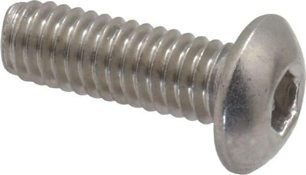 Value Collection - M4x0.70 Metric Coarse Hex Socket Drive, Button Screw - Grade 18-8 Stainless Steel, Fully Threaded, 12mm Length Under Head - Industrial Tool & Supply