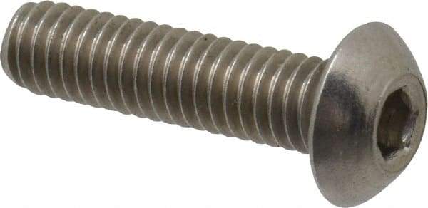 Value Collection - M4x0.70 Metric Coarse Hex Socket Drive, Button Screw - Grade 18-8 Stainless Steel, Fully Threaded, 16mm Length Under Head - Industrial Tool & Supply