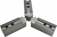 H & R Manufacturing - 1.5mm x 60° Serrated Attachment, Square Soft Lathe Chuck Jaw - 3 Jaws, Steel, 1.69" Btw Mount Hole Ctrs, 7-1/2" Long x 2-1/2" Wide x 2-1/2" High, 0.866" Groove, 20mm Fastener - Industrial Tool & Supply