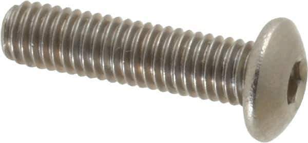 Value Collection - M5x0.80 Metric Coarse Hex Socket Drive, Button Screw - Grade 18-8 Stainless Steel, Fully Threaded, 20mm Length Under Head - Industrial Tool & Supply