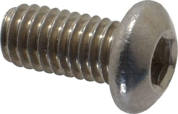 Value Collection - M6x1.00 Metric Coarse Hex Socket Drive, Button Screw - Grade 18-8 Stainless Steel, Fully Threaded, 12mm Length Under Head - Industrial Tool & Supply