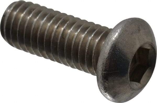 Value Collection - M6x1.00 Metric Coarse Hex Socket Drive, Button Screw - Grade 18-8 Stainless Steel, Fully Threaded, 16mm Length Under Head - Industrial Tool & Supply