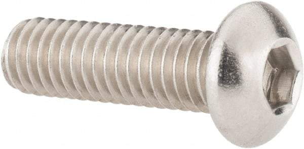 Value Collection - M6x1.00 Metric Coarse Hex Socket Drive, Button Screw - Grade 18-8 Stainless Steel, Fully Threaded, 20mm Length Under Head - Industrial Tool & Supply