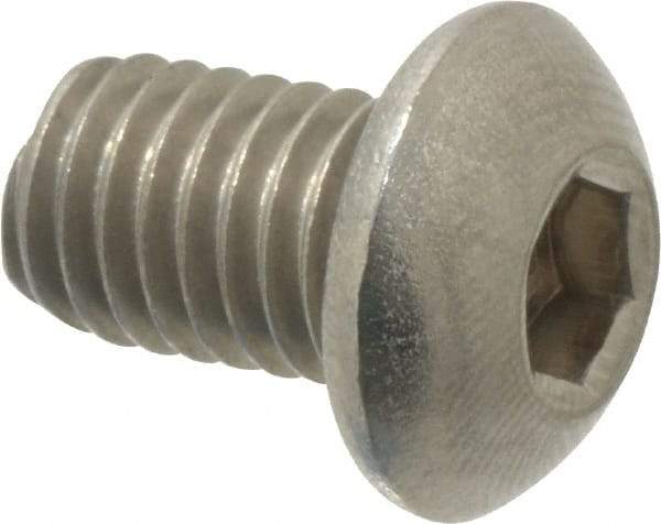 Value Collection - M8x1.25 Metric Coarse Hex Socket Drive, Button Screw - Grade 18-8 Stainless Steel, Fully Threaded, 12mm Length Under Head - Industrial Tool & Supply