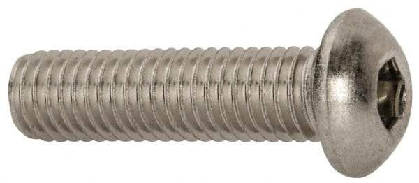 Value Collection - M8x1.25 Metric Coarse Hex Socket Drive, Button Screw - Grade 18-8 Stainless Steel, Partially Threaded, 30mm Length Under Head - Industrial Tool & Supply
