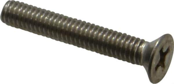 Value Collection - M4x0.70 Metric Coarse, 25mm OAL Phillips Drive Machine Screw - Flat Head, Grade 18-8 Stainless Steel, Uncoated, Without Washer - Industrial Tool & Supply